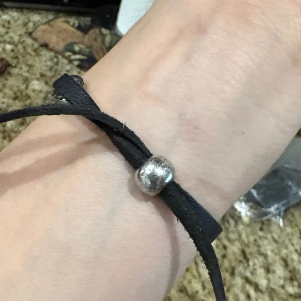 Silver and Black Feather Bracelet